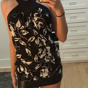 White House Black Market Strapless Black and White Dress